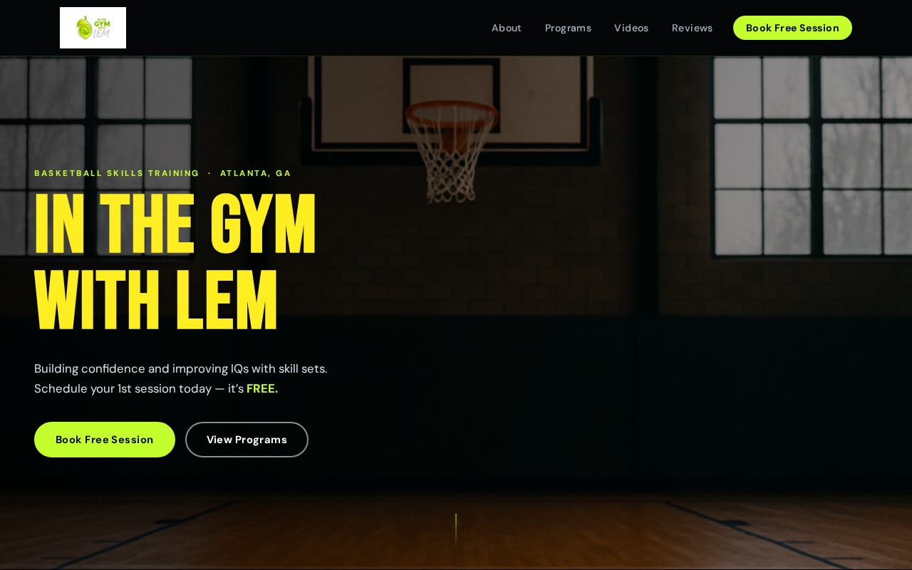 In the Gym with Lem website screenshot